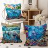 Ocean World Shark Area Pillow Covers Cartoon Sofa Decorative Home Double-Sided Printing Short Plush Cute Cushion Cover