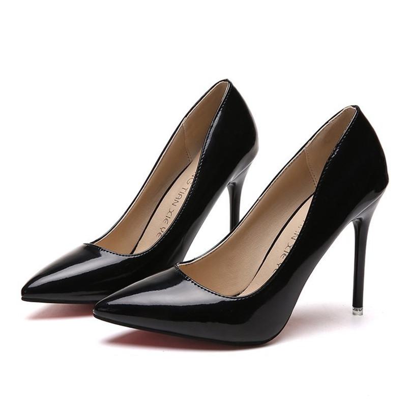 Fashion 2025 HOT Women Shoes Pointed Toe Pumps Patent Leather Dress High Heels Boat Shoes Wedding Shoes Zapatos Mujer Blue White