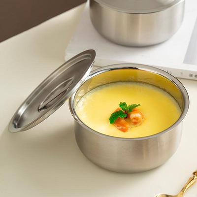 Stainless Steel Steamed Egg Bowl Ramen Rice Fruit Salad Stew Bowls With Lids Soup Cup Food Container Kitchen Tableware Supplies