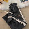 Men's Spring and Autumn Side Striped Loose Straight Sports Pants, High Street Ruff Handsome Corduroy Casual Pants