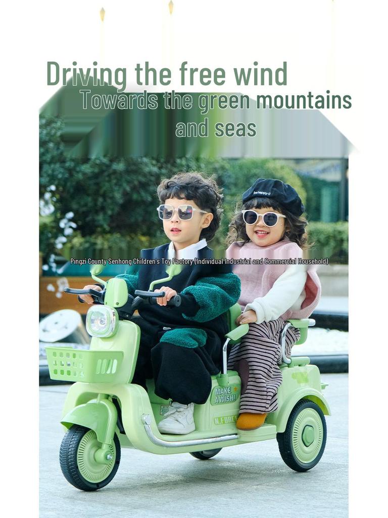 Double Electric Motorcycle for Kids - Battery-Powered Ride-On Toy