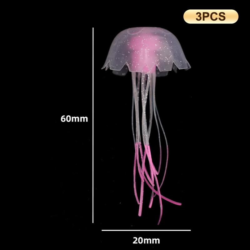 3Pcs Artificial Glowing Fluorescent Jellyfish Aquarium Decoration Fish Tank Underwater Plant Marine Aquatic Landscape Ornament