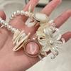 Resin Beach Necklace Jewelry Petal Pearl Beaded Choker Fashion Iris Flower Pendant Necklace  Gift