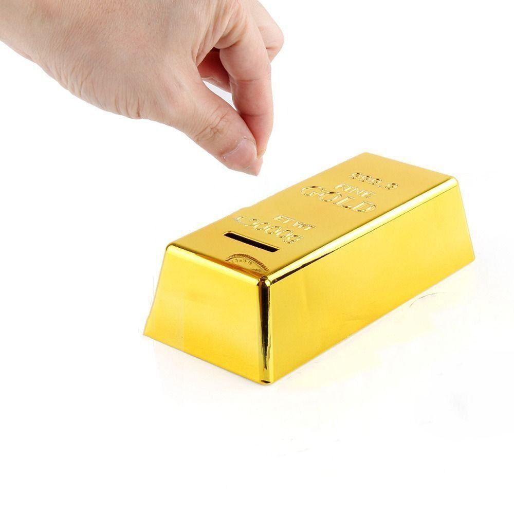 Paperweight Golden Brick Glittering Gold Bar Piggy Bank Office Accessory Bullion Bar Office Desk