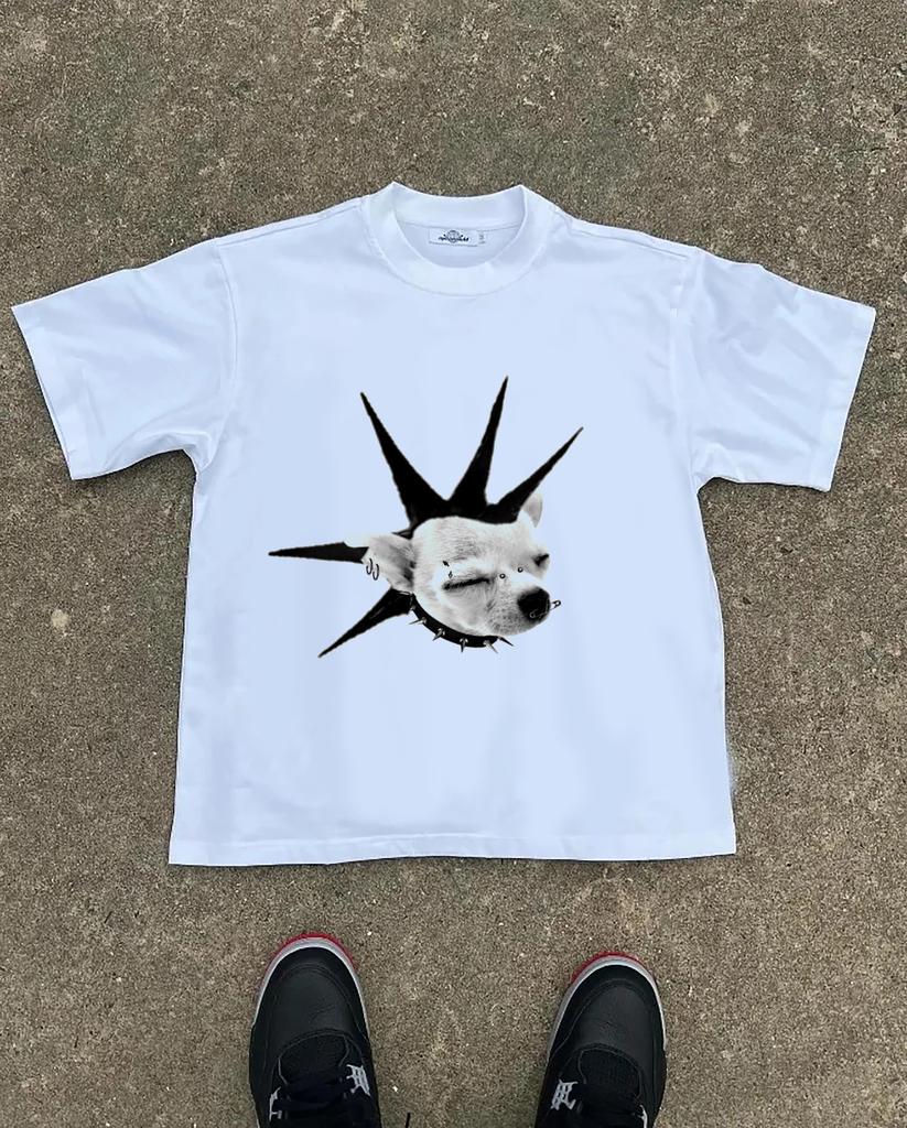 2025 High-end Design Pattern Printing Y2K Men's T-shirt Pure Cotton 220G Skin-friendly and Comfortable Short-sleeved Couple Top