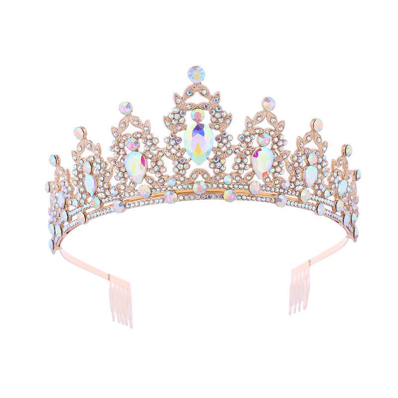 European and American Bridal Crown Tiara Alloy Crystal Wedding Hair Accessories Crown Birthday Party Headband Jewelry