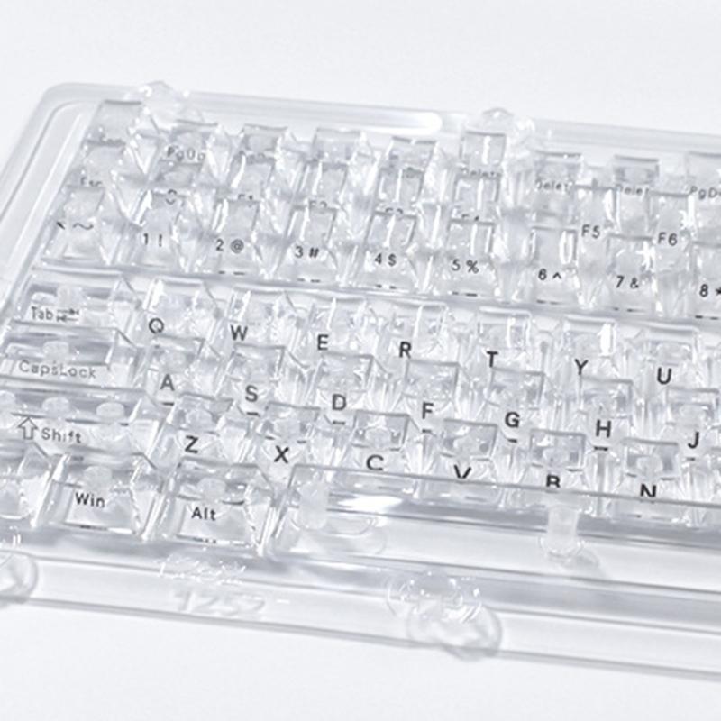 132Keys Transparent Keycaps 10mm Profile Keycap Set for Mechanical Keyboards with Color Lighting Side/Top Print