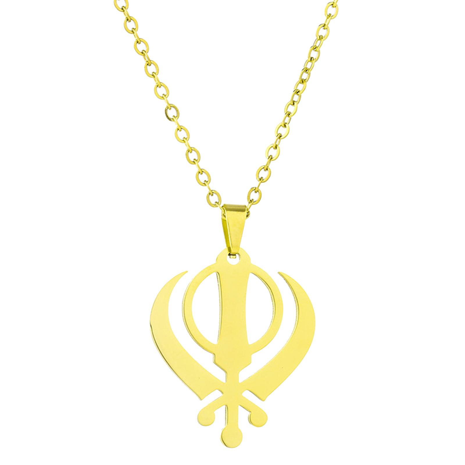 

Ожерелье сикхизма Индии, религиозный символ, ключичная цепочка, культурный символ, кулон, цепочка на шею, унисекс, религиозные металлические украшения золотой