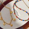 CARLIDANA INS Hot Sale Original Design Gold Plated Stainless Steel Natural Stone Women Trendy Sea Fish Tassel Pendant Necklace