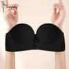 Front-closed Seamless Bra for Women Round Cup Non-Slip Push-up Bra Tube-top Manga Boobs Multi-way Wear