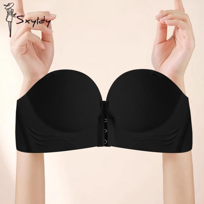 Front-closed Seamless Bra for Women Round Cup Non-Slip Push-up Bra Tube-top Manga Boobs Multi-way Wear