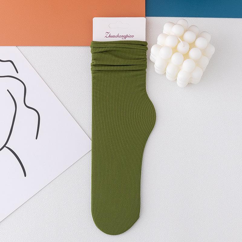 Women Girls Spring Summer Thin Loose Tube Socks Solid Color Black White Red Purple Green Yellow Velvet Breathable Long Socks