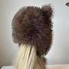 Furry Plush Winter Caps with Animal Ear Funny Ear Scarf Hat for Adult Teens Soft and Warm Thicken Trapper Hat for Outdoor