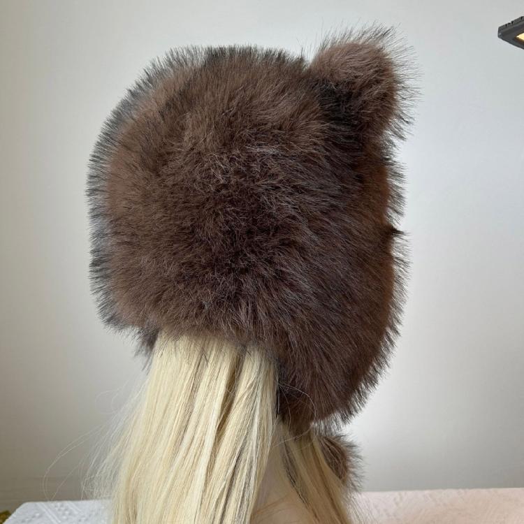 Furry Plush Winter Caps with Animal Ear Funny Ear Scarf Hat for Adult Teens Soft and Warm Thicken Trapper Hat for Outdoor