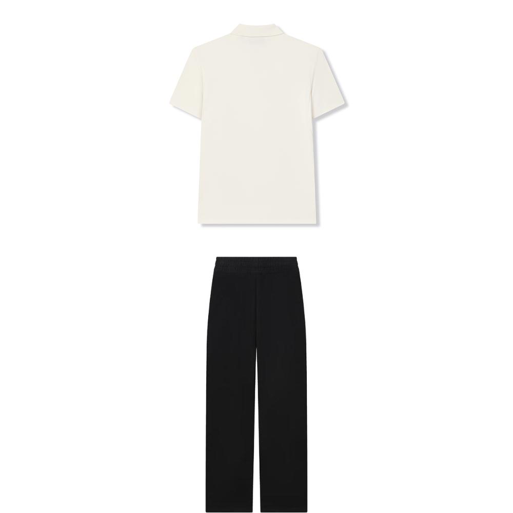 Fila Modern Heritage Comfortable Soft Breathable Long Pants Moisture Wicking Sun Protection Short Sleeve Casual Set F11W421113F-IV+F11W339609F-BK