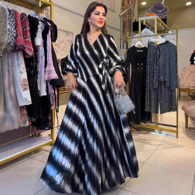 

Осень 2025 Европейский и американский принт Пояс для похудения Рубашка-платье XXL чёрный