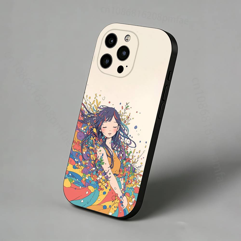 Flowing Color Healing Anime Art Case Phone Case For iPhone 17,16,15,14,13,12,11 Pro,Max,Plus,X,XS,XR,SE,Mini