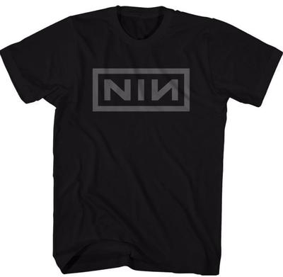 Nine Inch Nails Grau NIN Logo T-Shirt Herren Rockmusik Klassisches Band-Tee Neu Schwarz