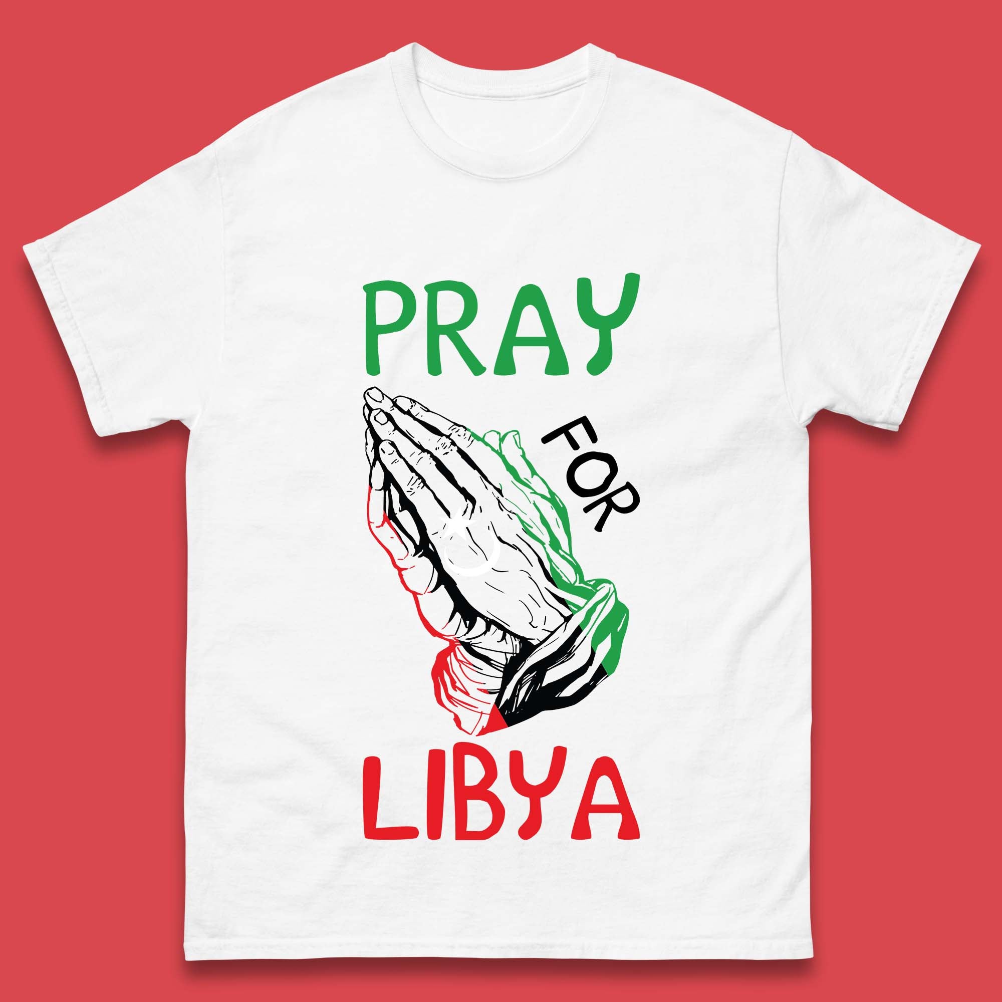 

Pray For Libya Stand With Libya Help Libya Flood Solidarity Mens Tee Top XL