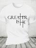 Greater Is He Cross Cotton Tshirt
