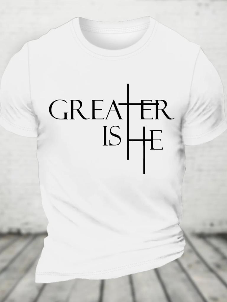 Greater Is He Cross Cotton Tshirt