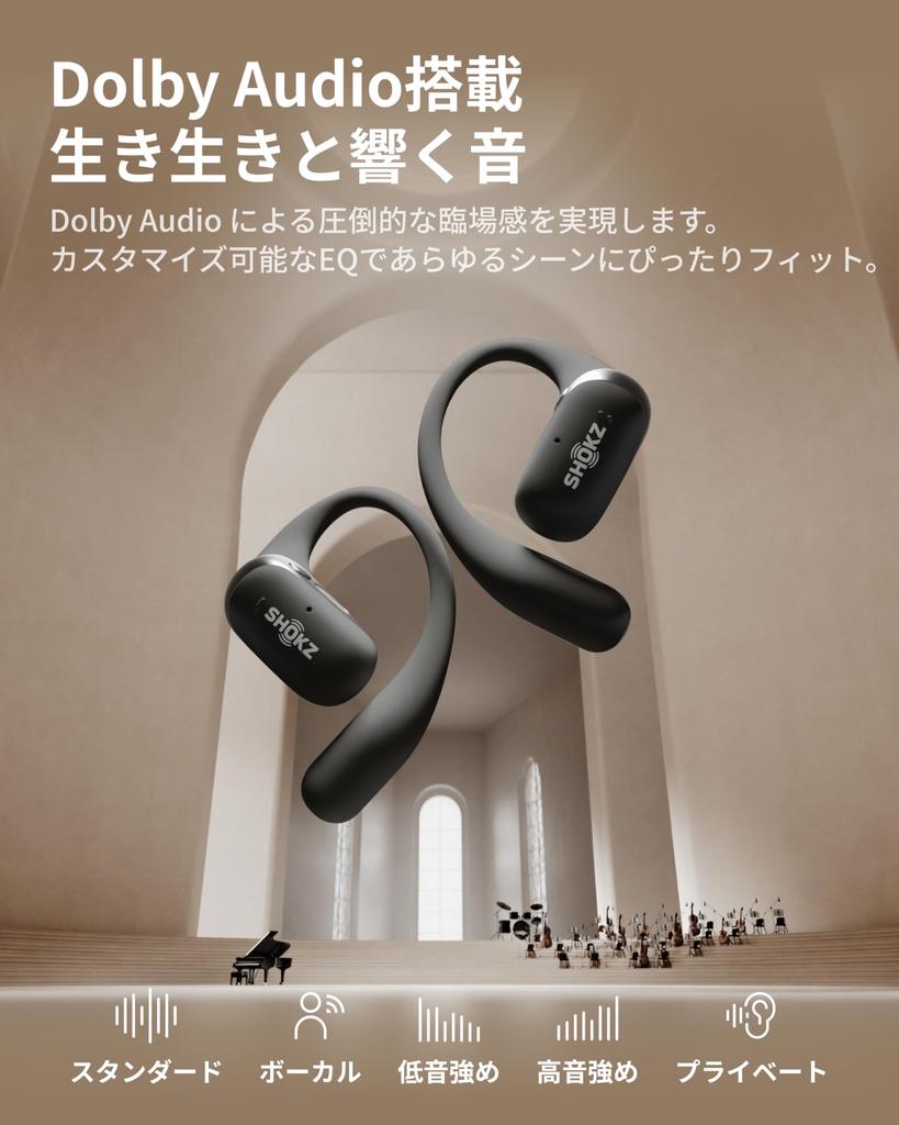 Shokz OpenFit Bluetooth Wireless Earbuds with Dolby Large 48 Hours of Playback Sound Leakage Suppression and IP55 Features include Bluetooth a