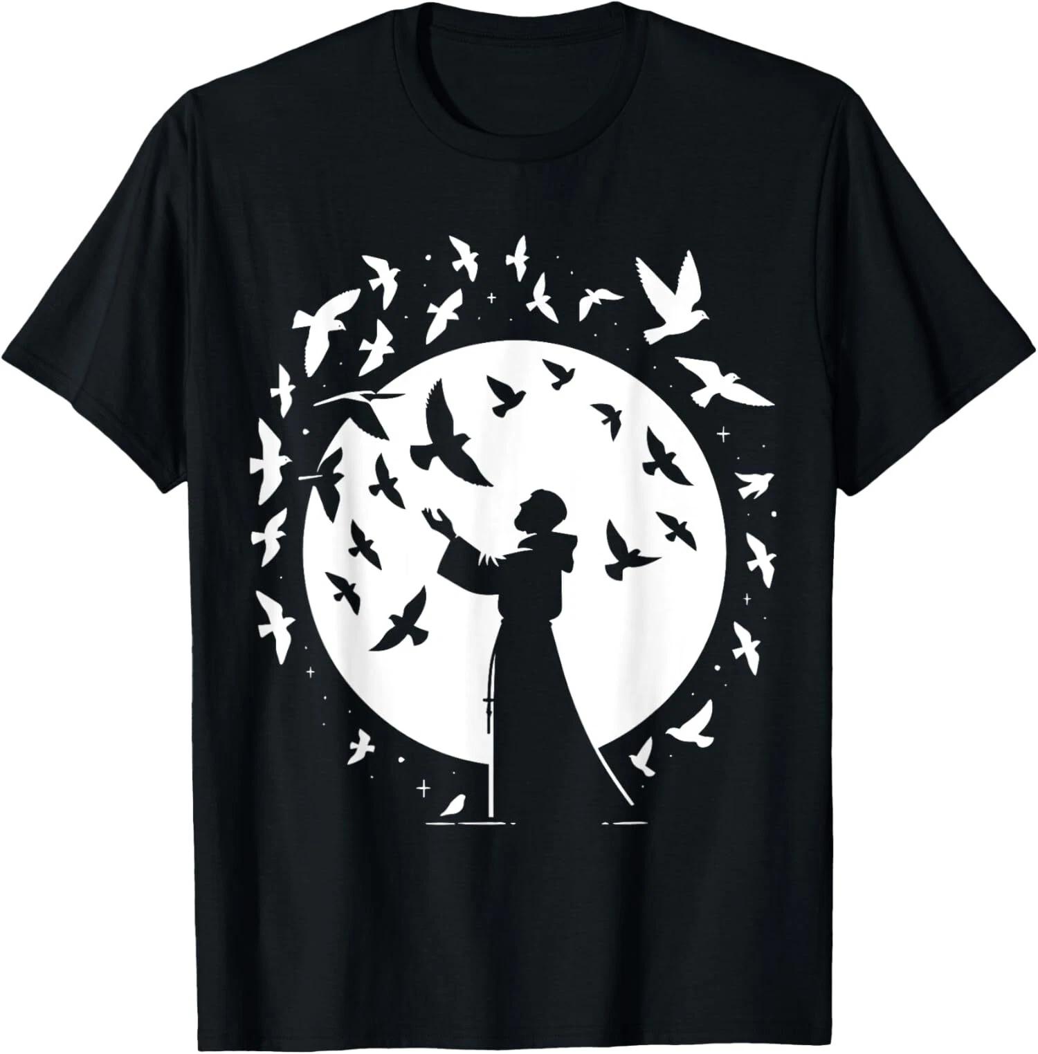 St Francis of Assisi Patron Saint of Animals Birds Catholic T-Shirt XXL