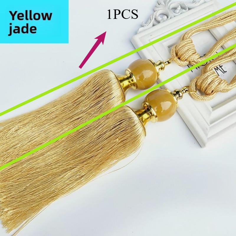 Curtain Jade Ball Tieback: Tassel-adorned, Elegant Jade accents.Elevate Living Rooms—chic,durable,adds Luxury To Your Curtains.