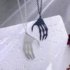 Personality Punk Stainless Steel Black White Skull Hand Pendants Heart Couple Necklace for Women Gothic Jewelry Accessory Gifts