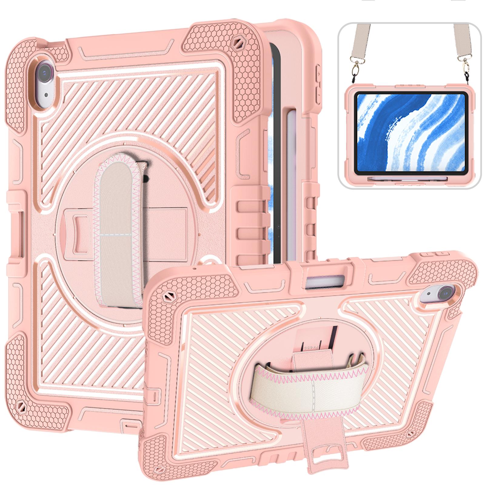 

360 Rotating Stand Case For Universal iPad Air 11 2025 M3 2024 M2 11 Air 4 5 2020 2022 10.9 With Shoulder Strap,Pen Slot Cover iPad Air11 2024 2025 розового золота