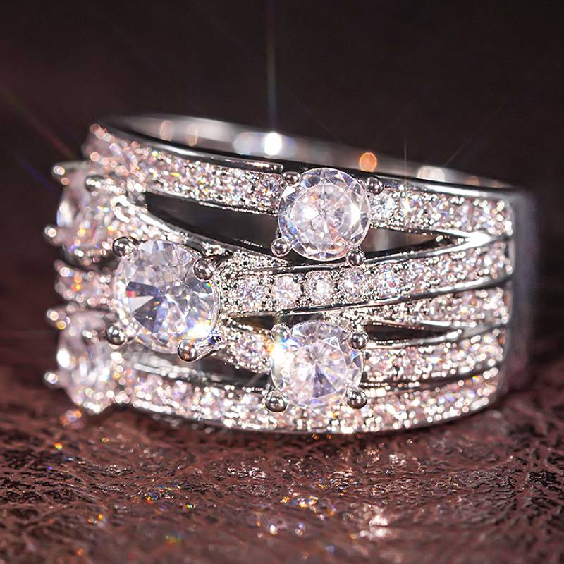 

Huitan Luxury Cross Design Women Ring Inlaid Bright Cubic Zirconia Party Fashion Daily Accessories Engagement Charming Zircon 7