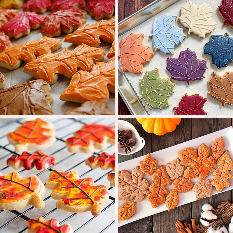 4 Stück/Set 3D Weihnachtsblatt Blätter Ausstecher Auswerfer Fondant Zuckerhandwerk Form Kuchen Dekoration Küchenform Backwerkzeuge