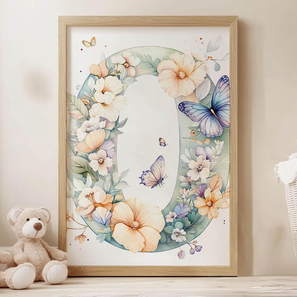 Poster Joyful "O" In a Flower Wreath Poster Joyful "O" In a Flower Wreath, 30X40 Cm, Dark Brown Wooden Frame, 230 Gsm Matte Paper