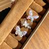 Sweet Cool Ins Style Open Ring Gradient Enamel Butterfly Inlaid Zircon With Bead Detail Niche Personality Adjustable Decorative Ring