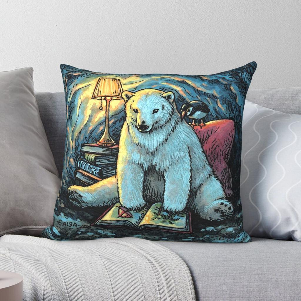 Cozy Polar Bear Puffin Pillowcase Polyester Linen Velvet Creative Zip Decor Pillow Case Home Cushion Cover
