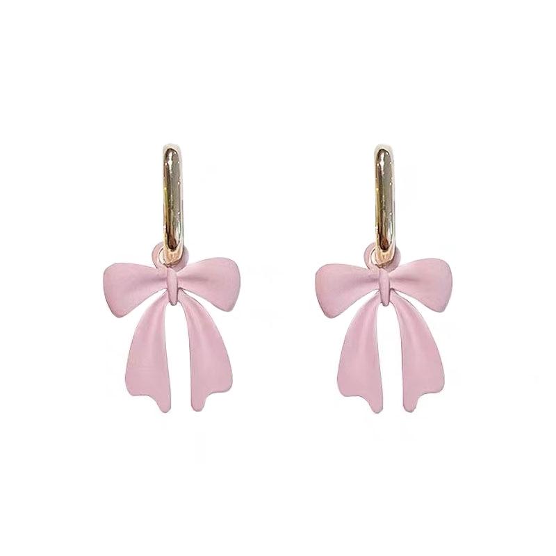 Pink Bow Single Earring - Versatile Summer High-End Korean Style 2022 Trend Ear Accessory.