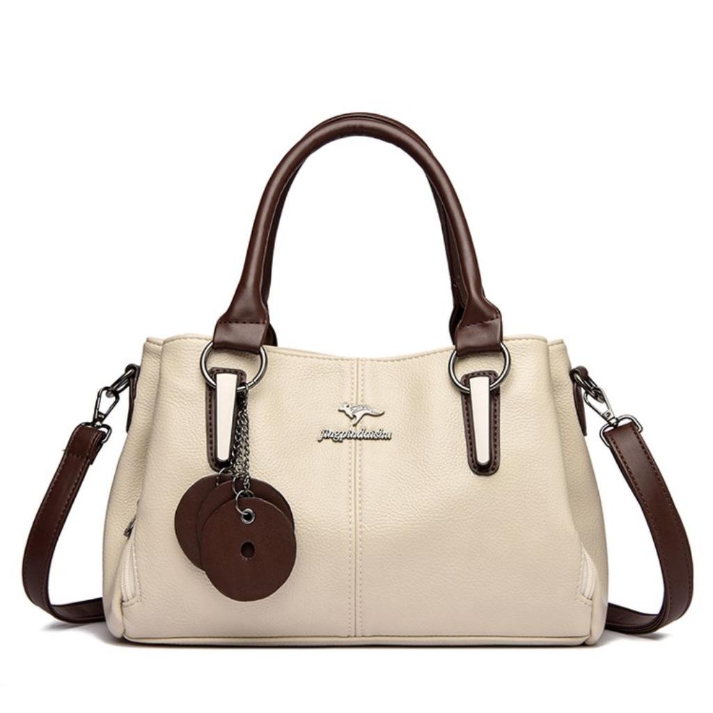 Shoulder Bag Women Faux leather Adjustable Strap Multi Pocket Office Daily