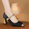 New Chinese Style Mary Jane Single Shoes 2025 New Square Head with Versatile High Heels Women's Shoes Fashion Shoes
