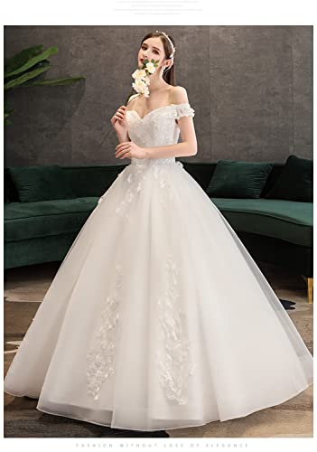 [Housaku Co., Ltd.] Wedding Dress, A-line, Off-shoulder, Lace-up, Layered Skirt, Floral Embroidery, Bridal, Concert, Master of Ceremonies, Recital, Pe