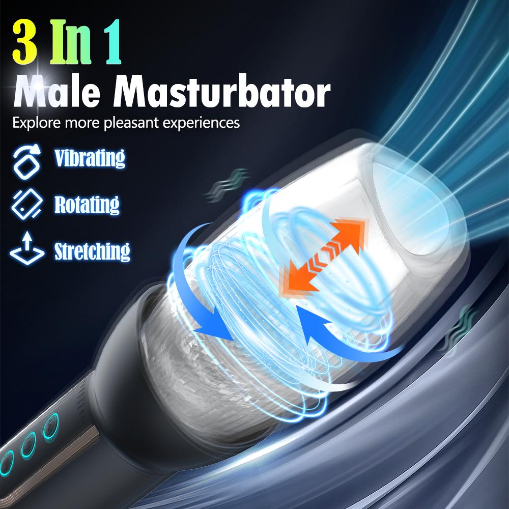 3 In 1 Rotation Male Masturbator Cup Sex Toy for Men Sex Machine Pocket Vagina Pussy Glans Trainer Male Sex Toys