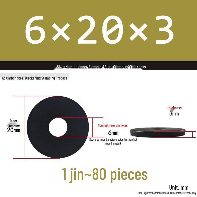 Black Oversized Thickened Round Metal Flat Washer Spacer for Home Use