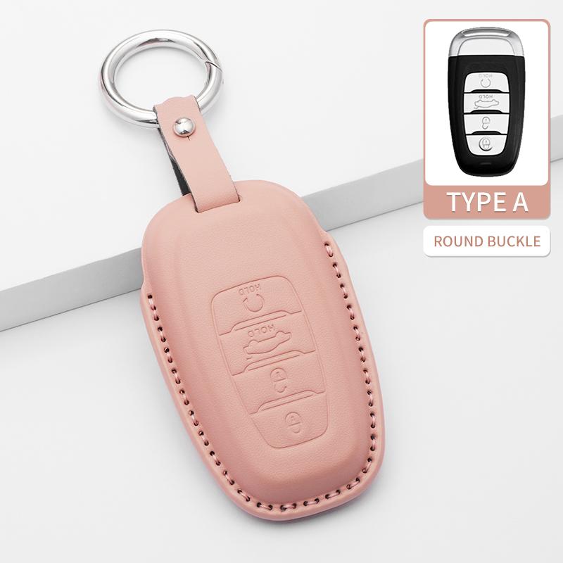 Fashion Car Key Case Cover For Faw Hongqi E-Hs9 High-End H5 H9 Car Keyring Luxury Leather Auto Accessories