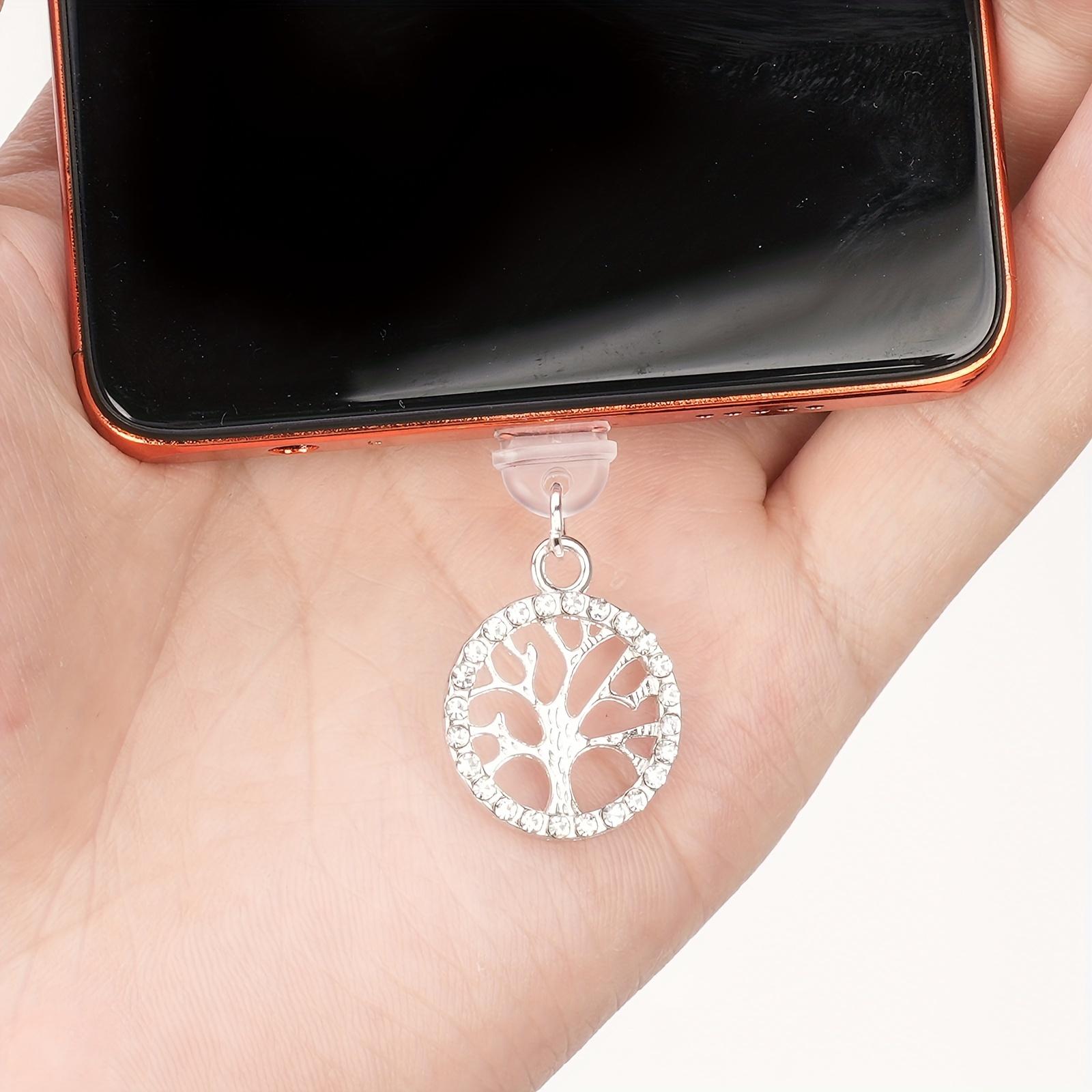 

1 шт. Заглушка для мобильного телефона из сплава со стразами, подвеска «Древо жизни», подходит для заглушки для мобильного телефона, лучший подарок для друга For TypeC