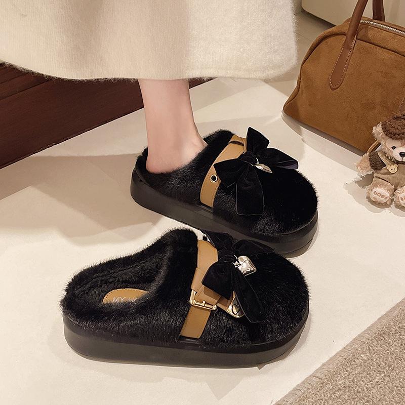 Mao Mao Slippers Women Wear Thick-soled Non-slip Cotton Slippers In Winter To Keep Warm At Home, Thickened Soft-soled Fashion Plush Cotton Mop