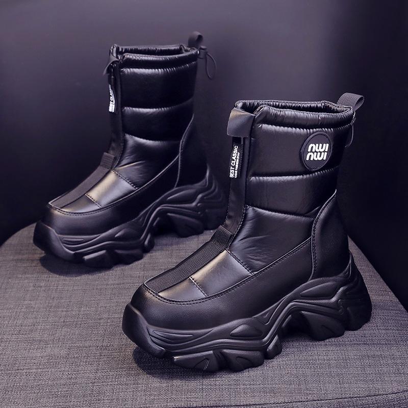 

Thick-soled inner heightening velvet non-slip snow boots for children s new warm cotton shoes in winter 34 чорний