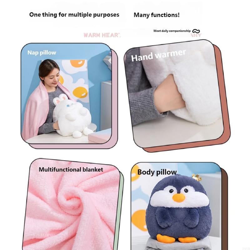 Multifunctional Plushie Pillow Blanket With Capybara Hamster Design For Home Office Travel Use P9YB