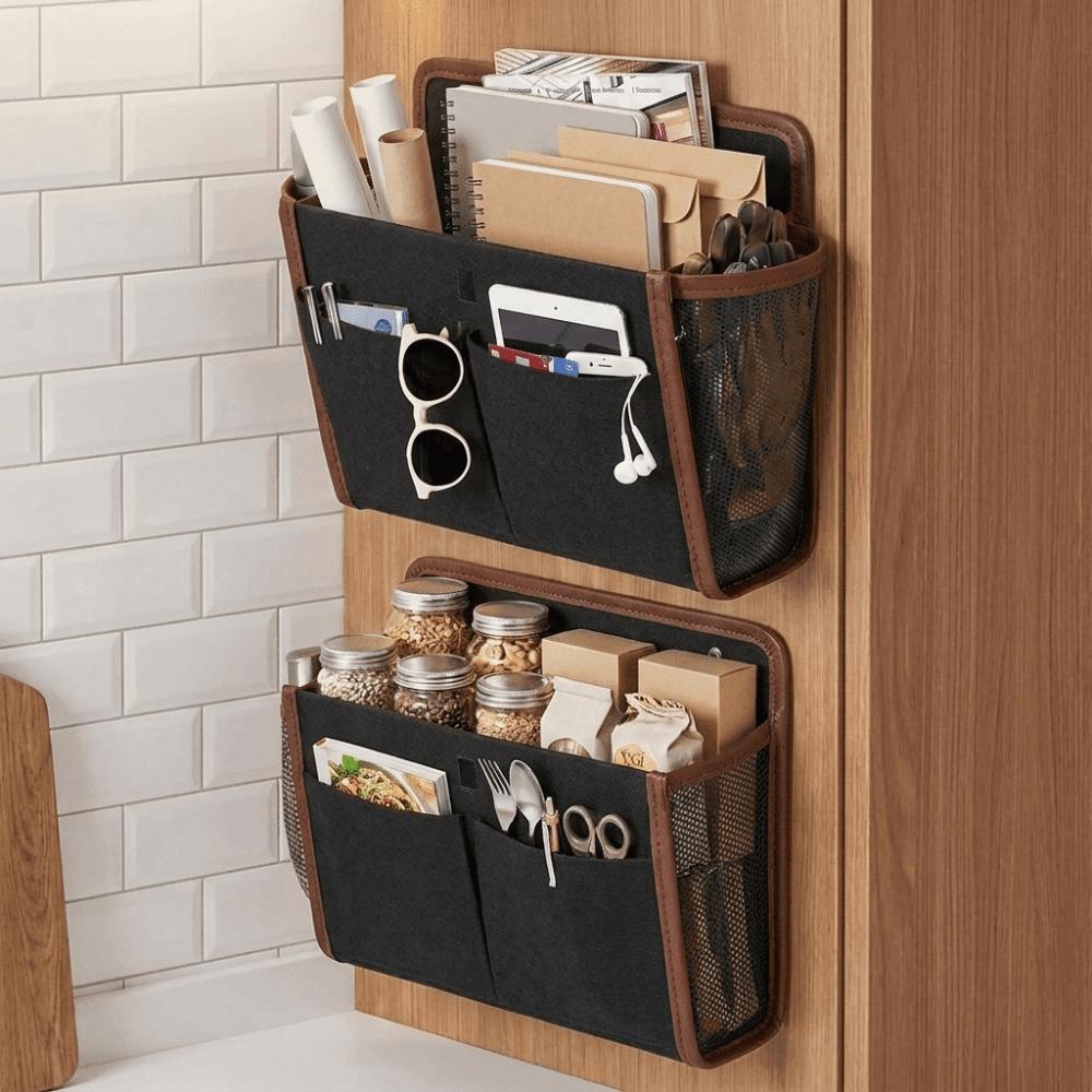 Mesh Pocket RV Storage Bag Foldable Multi-Compartment Organizer Oxford Cloth Door Organizer Door