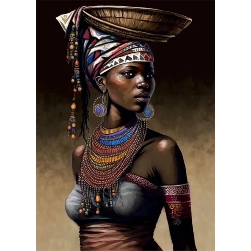 Beautiful African Woman Posters and Prints Canvas Painting Portrait Wall Art Pictures for Living Room Home Decoration No Frame