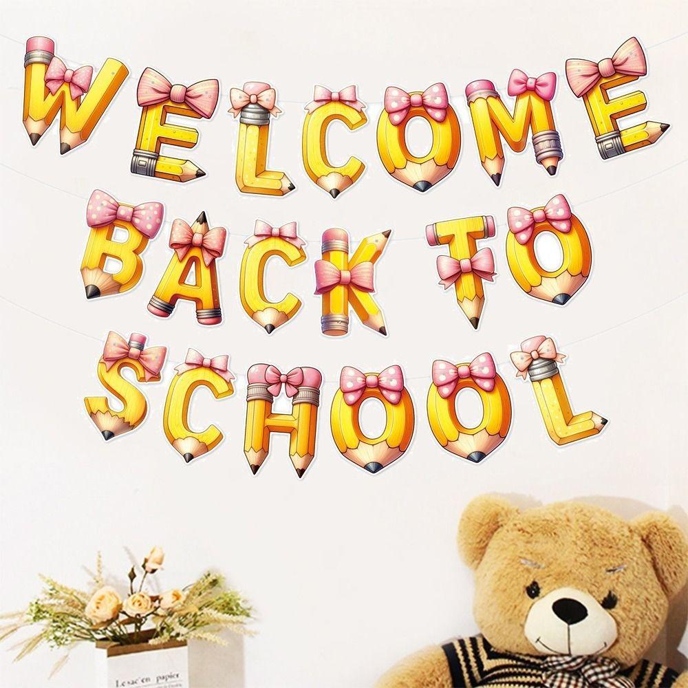 Cartoon School Season Banner Paper Background Hanging Flag  for Birthday Party Decor