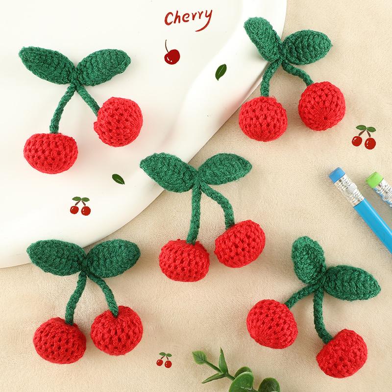 Cherry Crochet Embroidery Patch - Handcrafted Hair Accessory & DIY Embellishment